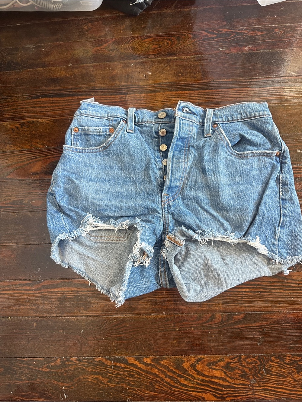 Levi’s High-Waisted Distressed Denim Shorts - Light Blue